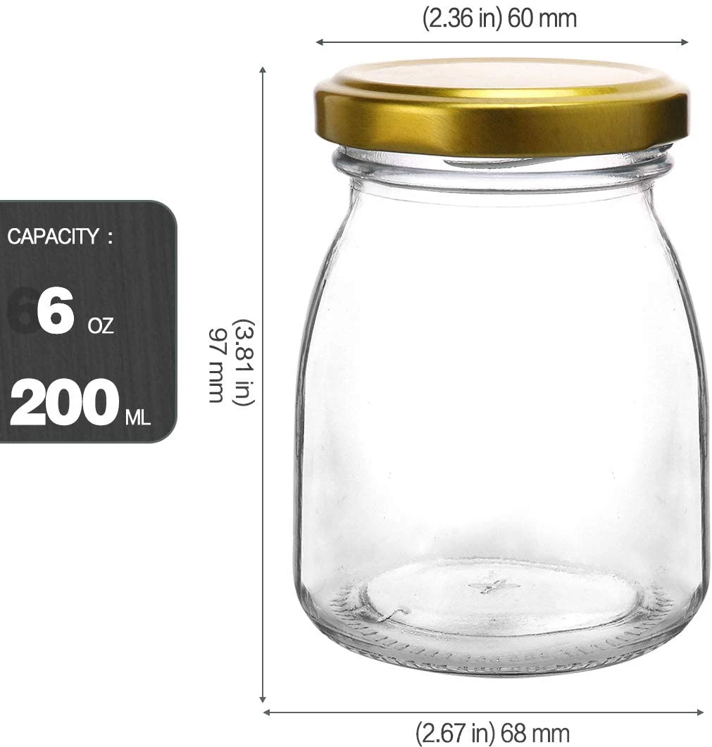 Стекло банки ясно баночки для йогурта с золотыми крышками стеклянный пудинг