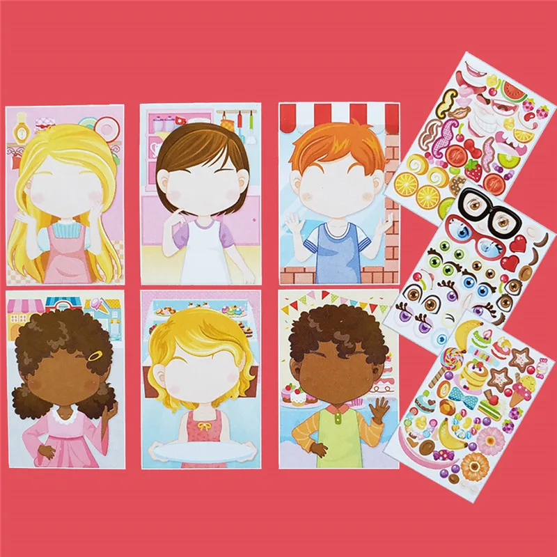 4/6/9 шт. детская игра Сделай Сам наклейки сделать-это-лицевая сторона платья