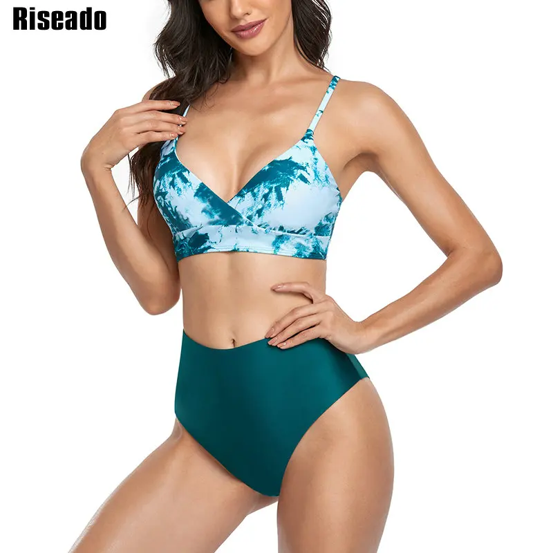 

Riseado Tie Dye Women's Bikinis 2021 High Waist Swimwear Women Beach Swimsuit Push Up Sexy Bikini Set Wrap Brazilian Biquini New