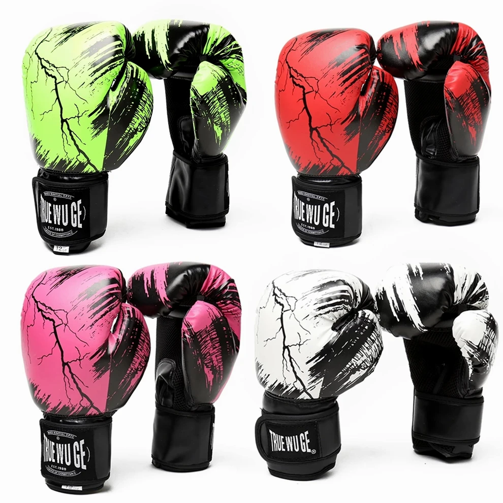 Hot Sale Boxing Gloves Adults Women Men MMA Mitts Combat Muay Thai Glove Training Glove 6 8 10 12 14OZ Kids Toy Kickboxing Glove