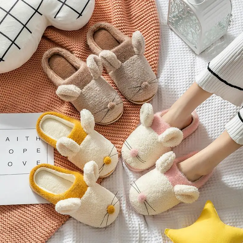 

Cute Mouse cotton Slippers female Household Cute Plush Confinement Home Indoor Warm Winter Cute Couple Winter Male