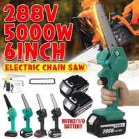 6 inch 288v 3000w mini pruning saw electric saw chainsaw with 2pcs battery woodworking garden logging trimming saw power tool