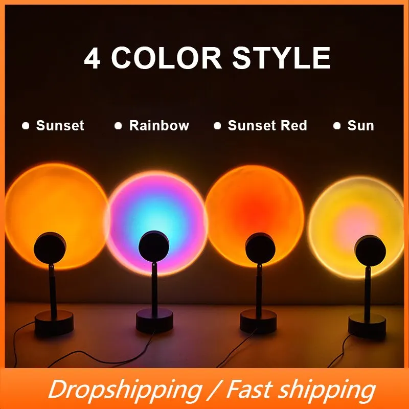 

Sunset Projection Night Lights Live Broadcast Background Like Galaxy Projector Atmosphere Rainbow Lamp Decoration For Bedroom