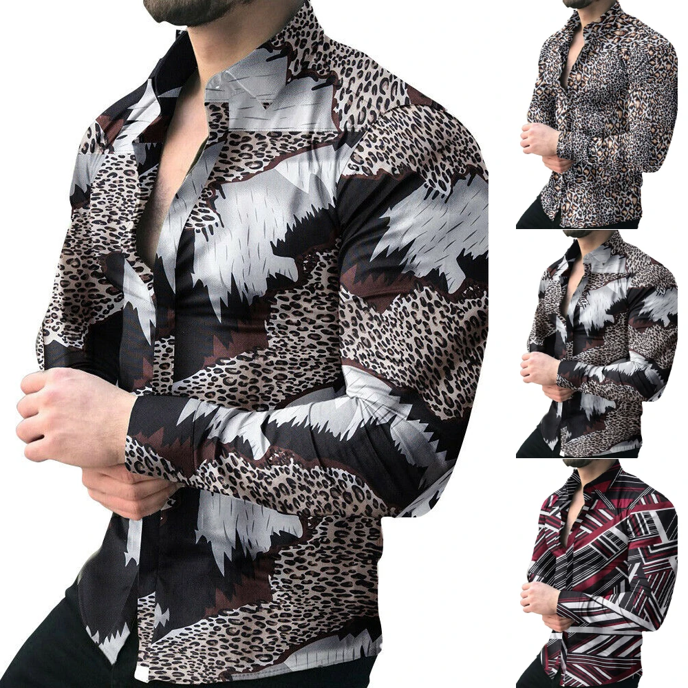 

Футболка мужская с длинным рукавом и принтом, Повседневная Уличная одежда на пуговицах, модный топ для отдыха и пляжа, одежда для отдыха