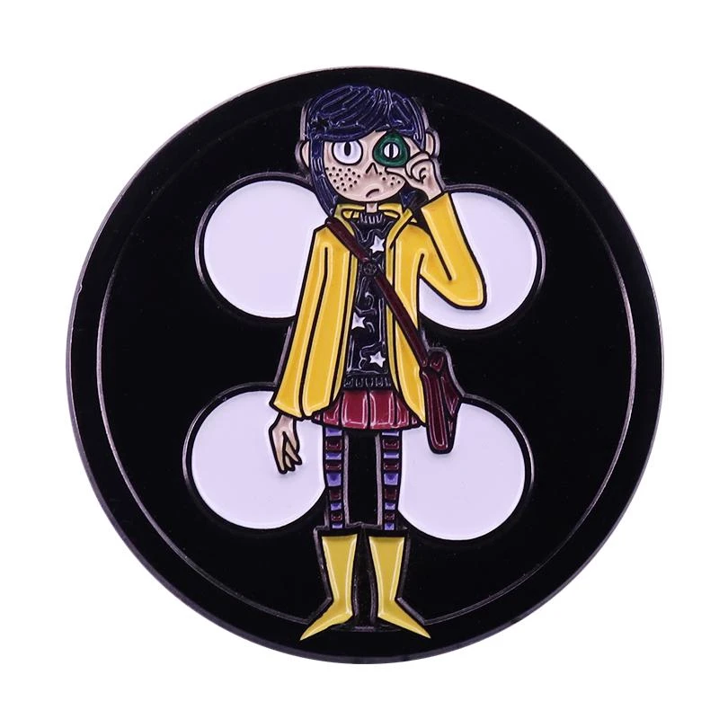 Эмалированная булавка Coraline с черной кошкой и другой M другая швейная коробка