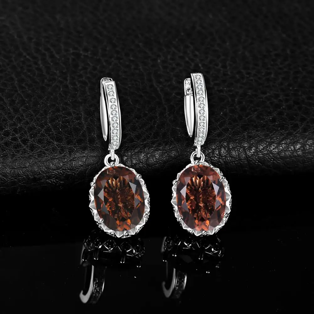 JewelryPalace 7.2ct овальной формы создан дымчатый кварц кубического циркония висячие серьги 925 пробы серебро чай Хрустальный цветок