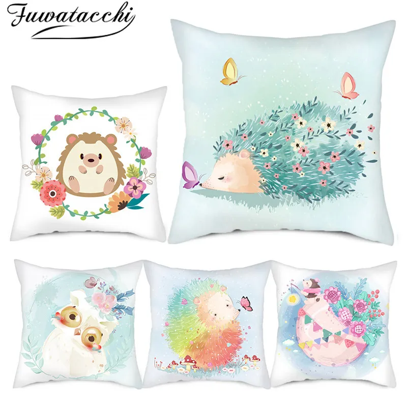 Чехол для подушки Fuwatacchi с рисунком ежа чехол изображением животных наволочка