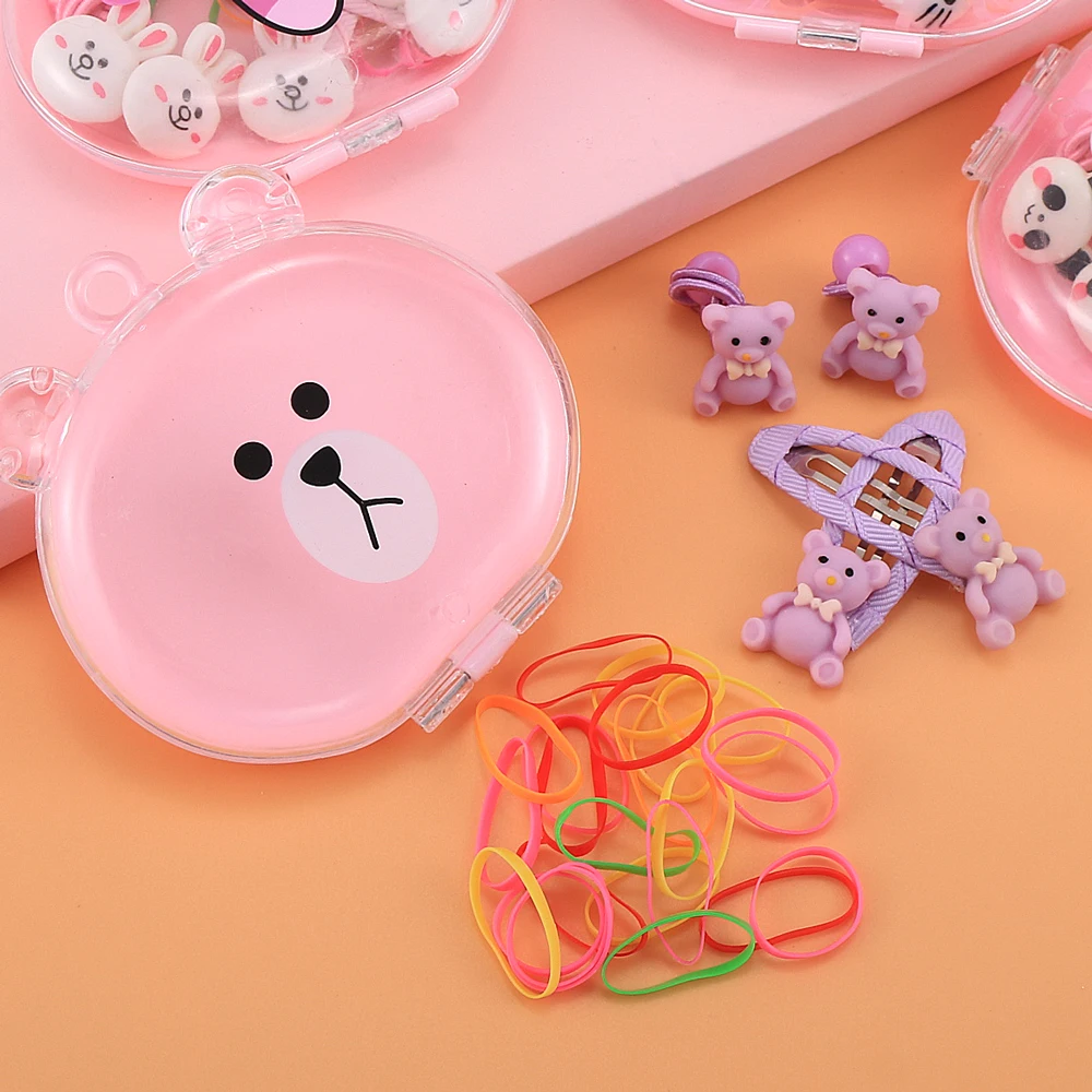 Горячая Распродажа hello kitty заколки для волос эластичные резинки для волос набор для девочек акриловые Мультяшные медведи кролик кошачьи заколки, аксессуары