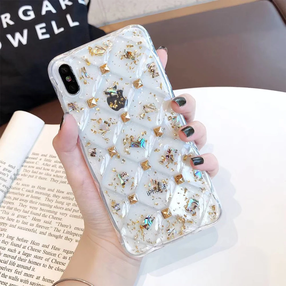 Блестящий ювелирный чехол для iPhone X XS XR эпоксидный Мягкий силиконовый телефона 6S 7