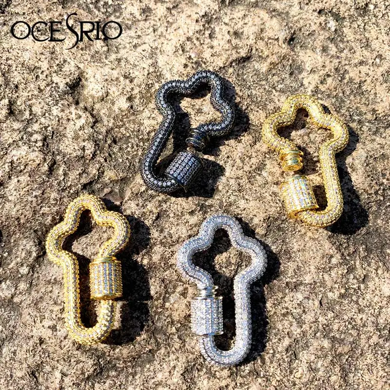 OCESRIO Gold Charms Carabiner Pendant Jewelry Bracelet Necklaces Floating Women CZ s DIY Making chm-a02 | Украшения и аксессуары