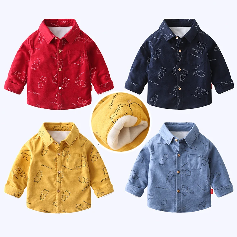 Утепленная рубашка для мальчиков школьные блузки теплые хлопковые детские