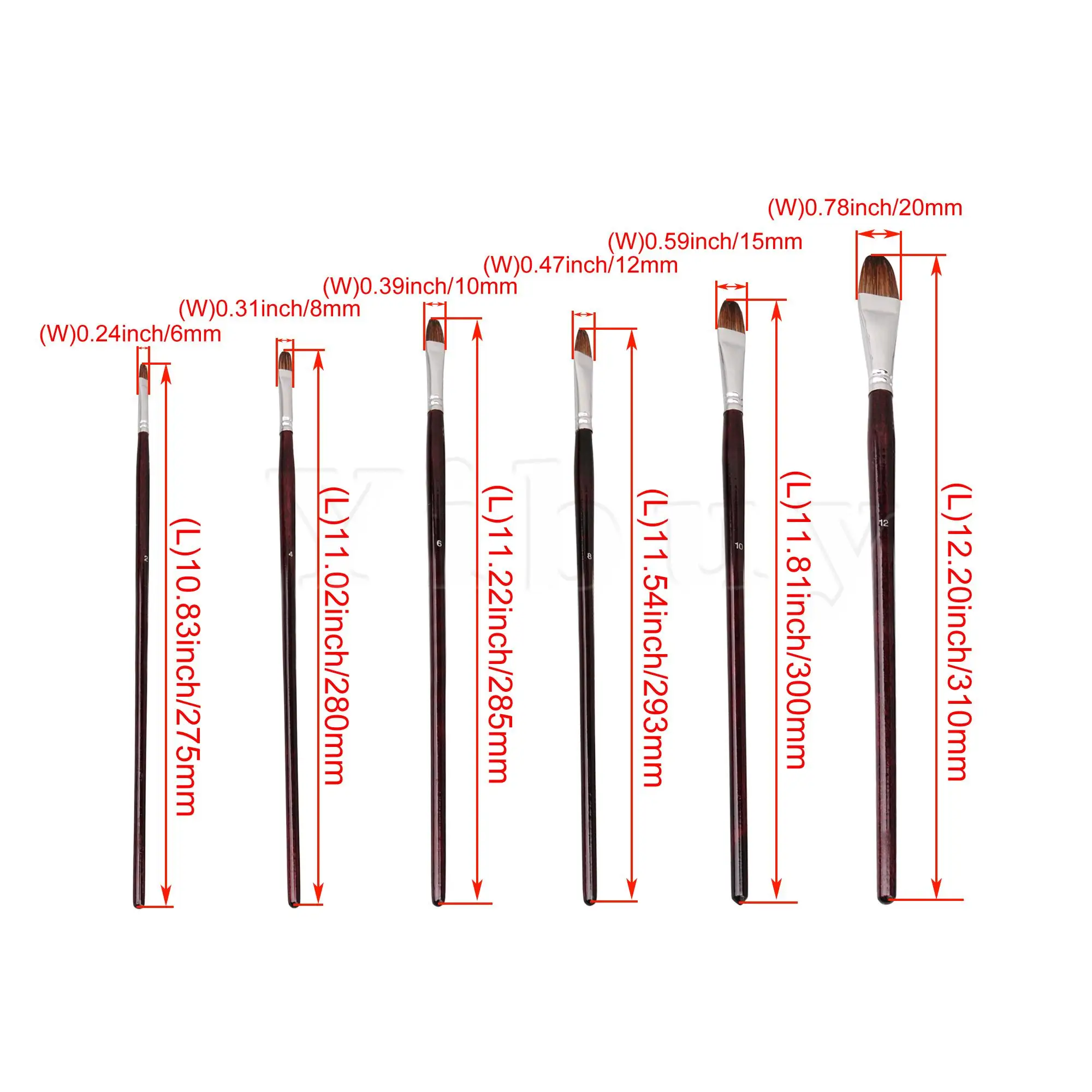 

6 x Oil Painting Brush with Wooden Handle for Artist Painting Tools