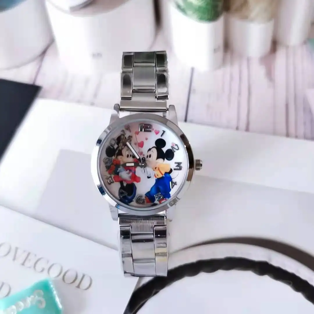 

New Disney Mickey Minnie Cartoon Children's Watch Waterproof Stainless Steel Strap Analog Quartz Watch Adult Watch Birthday Gift