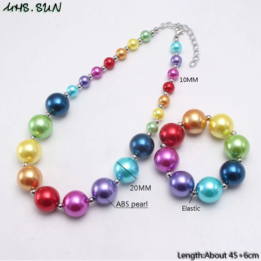 MHS.SUN Радужное цветное детское ожерелье из АБС-пластика жемчужное жевательной