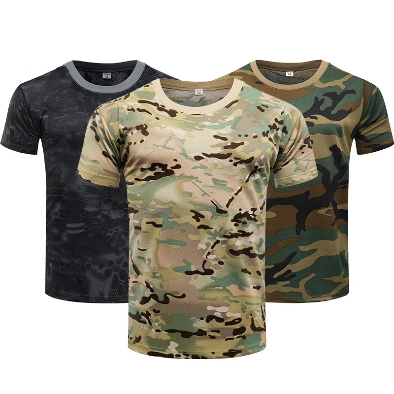 

Camouflage Tactical Shirt Short Sleeve Men's Quick Dry Combat T-Shirt Military Army T Shirt Camo Outdoor Hiking Hunting Shirts