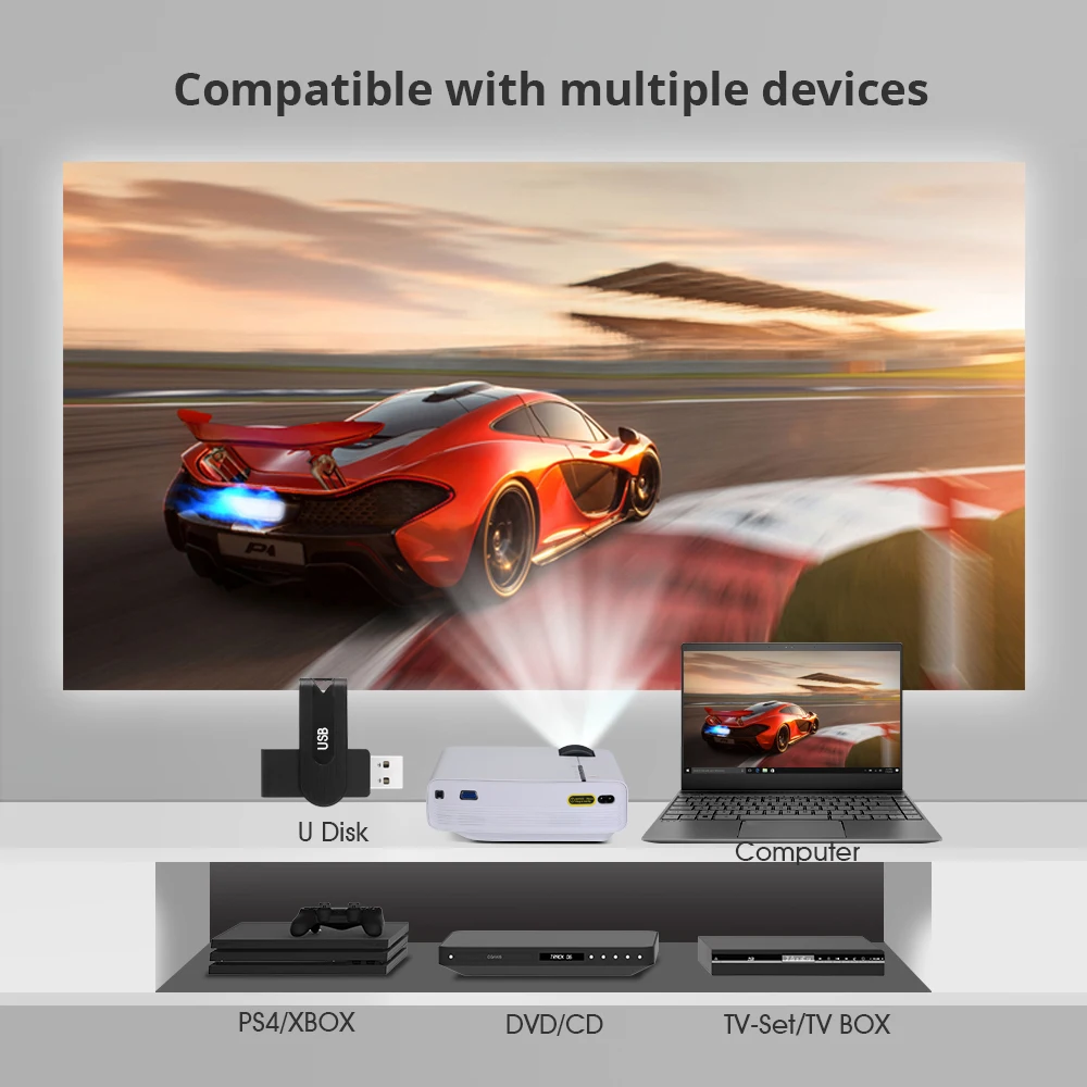 Мини-проектор BYINTEK K1plus светодиодный портативный домашний кинотеатр HD проводной