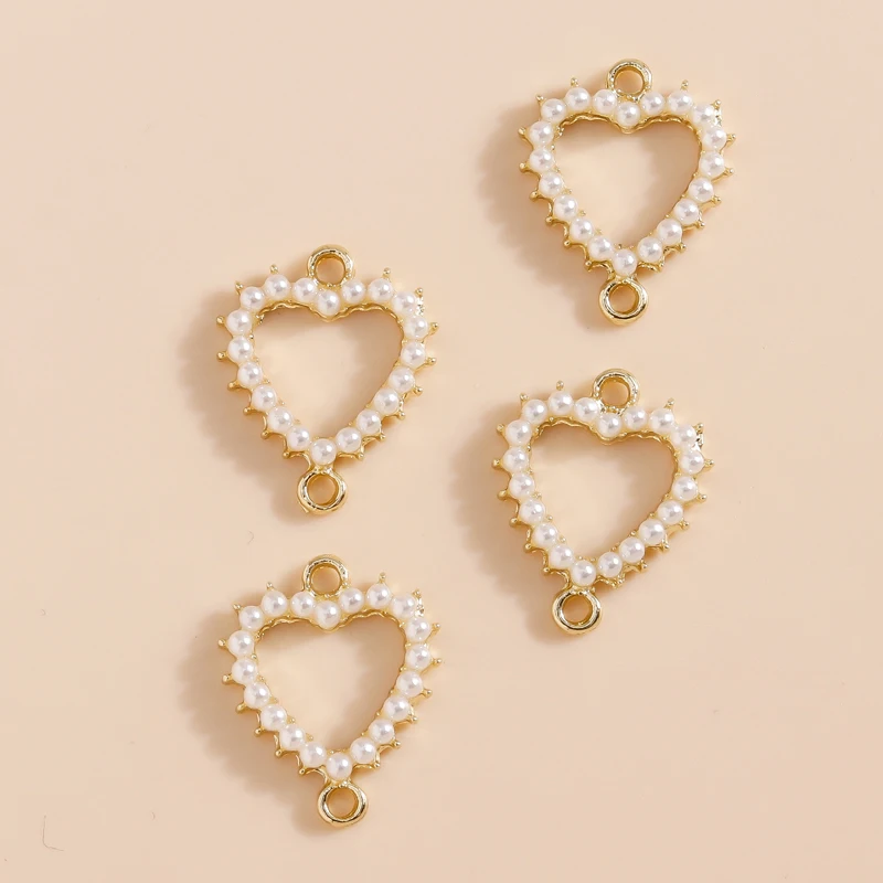 5 шт. подвеска с искусственным жемчугом в виде сердца | Шармы