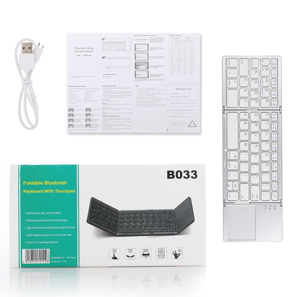 

Portable Folding Bluetooth Mini Keyboard Foldable Wireless Klavye Touchpad Russian En Keypad for IOS/Android/Windows ipad Tablet