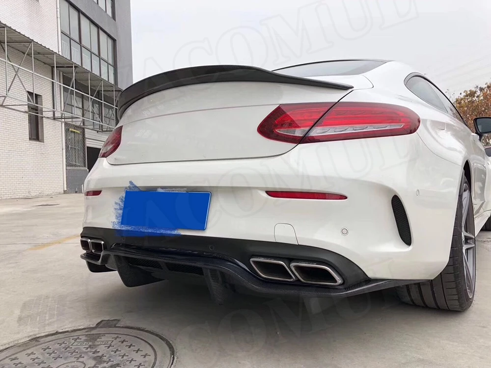 P Стиль углеродного волокна задний бампер для губ Диффузор для Mercedes Benz C Class W205 C205 C63 AMG Coupe