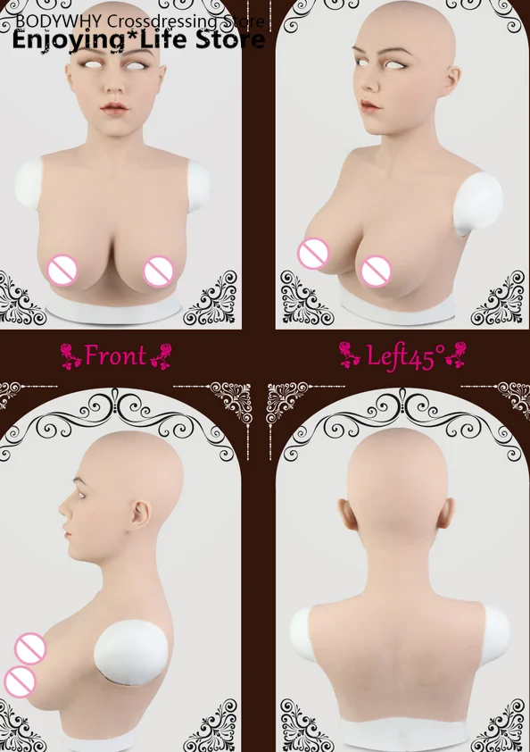 Crossdressing силиконовая женская маска с реалистичной кожей поддельные D чашки формы