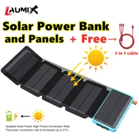 20000 mah solar power bank dual usb phone external battery outdoor charging waterproof portable power bank for iphone xiaomi