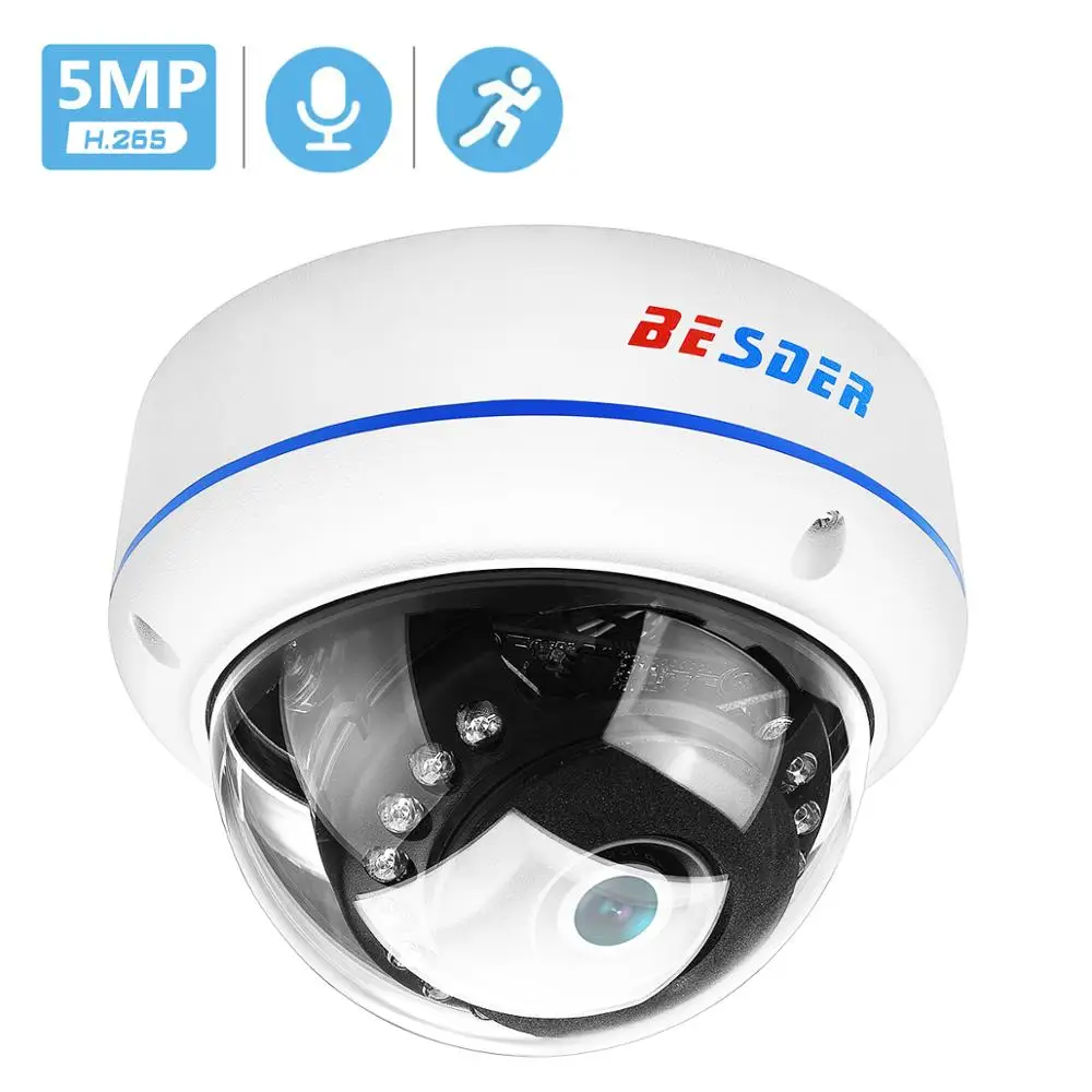 

IP-камера видеонаблюдения H.265 5 Мп 3 Мп 2 Мп HD, антивандальная инфракрасная купольная камера безопасности с аудио и ночным видением Xmeye P2P