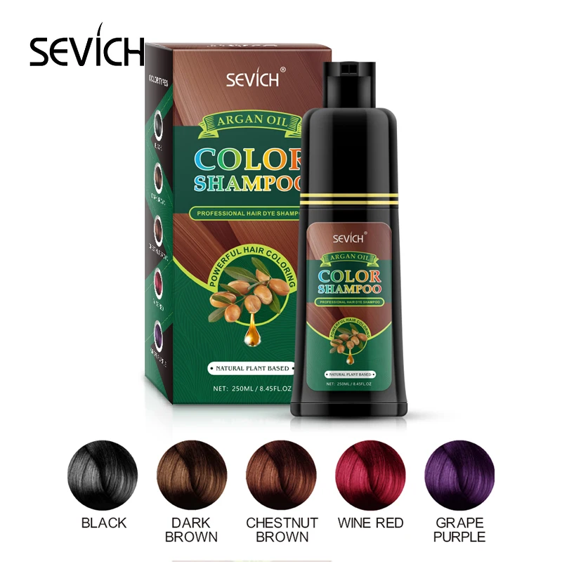 

Sevich Argan Oil Hair Dye Shampoo Hair Styling Fast Dye Hair Natural Gray White Hair Color Dye Treatment Hair Shampoo 250ml
