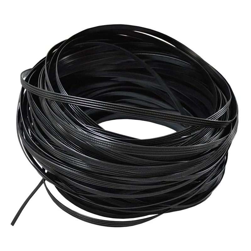 

Flat PE Rattan Plastic Wicker for Chair Recliner Coffee Table Rattan Furniture Repair (Four Lines/Black/8 x 1.2mm)
