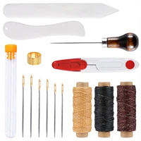 lmdz leather craft tools kit bookbinding kit starter tools waxed thread needles bone folder wooden handle awl making tools set