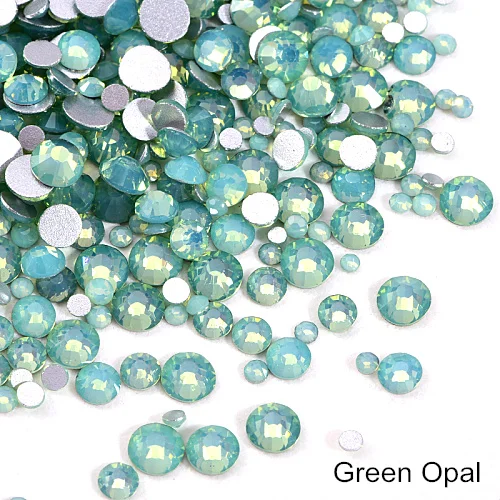 Green Opal 1000 шт блестящие стразы, стеклянные стразы без горячей фиксации, стразы с плоским основанием, стразы без горячей фиксации, украшения для ногтей Y2802 - Цвет: Green Opal