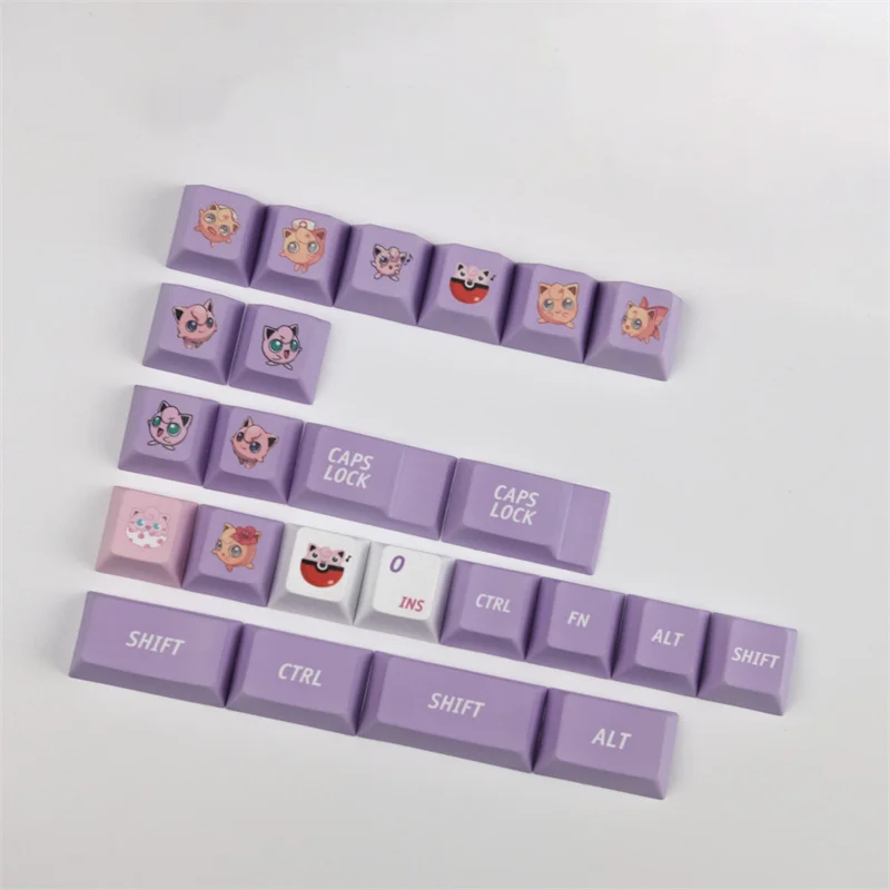 fat butyl cherry profile pbt purple white keycaps full set mechanical keyboard keycaps dye sub 1 75u 2u shift key gh60 gk61 gk64 free global shipping