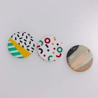 6 pieces lot diy personalized geometric printing contrast acrylic round pendant earring earrings accessories