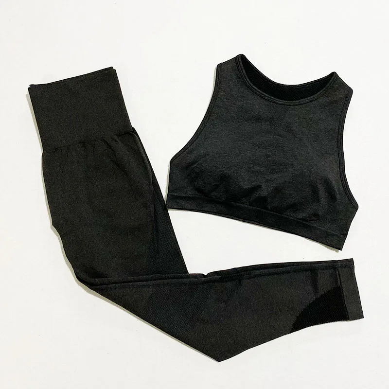 Бесшовные костюмы для йоги женщин комплект спортивной одежды спортзала одежда