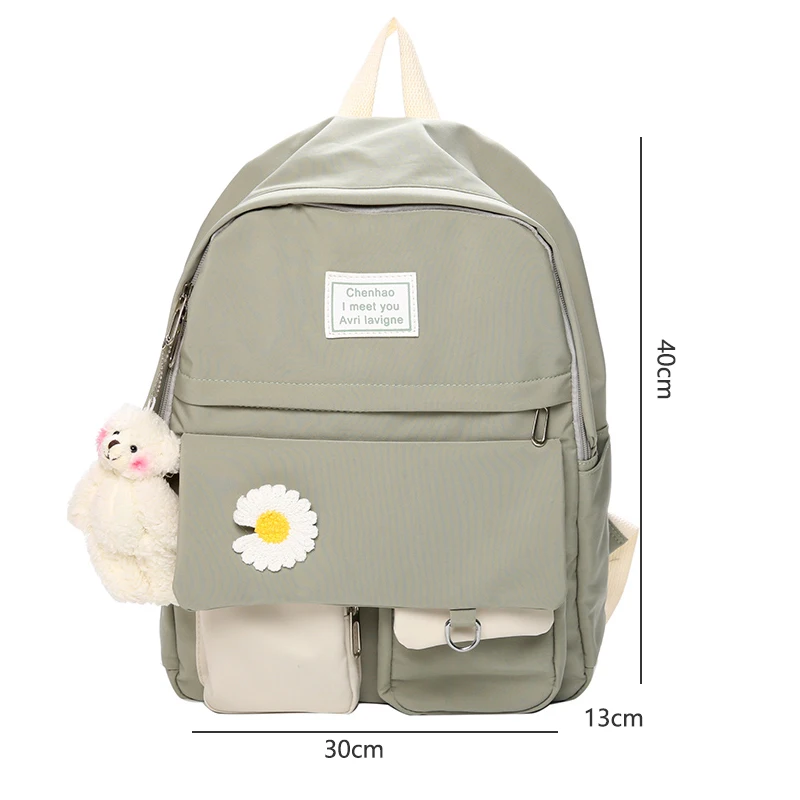 

Girls School Bags for Teenagers Student Backpack Women Nylon Soft Patchwork Bookbag Teen Panelled Flowers Casual Schoolbag Black