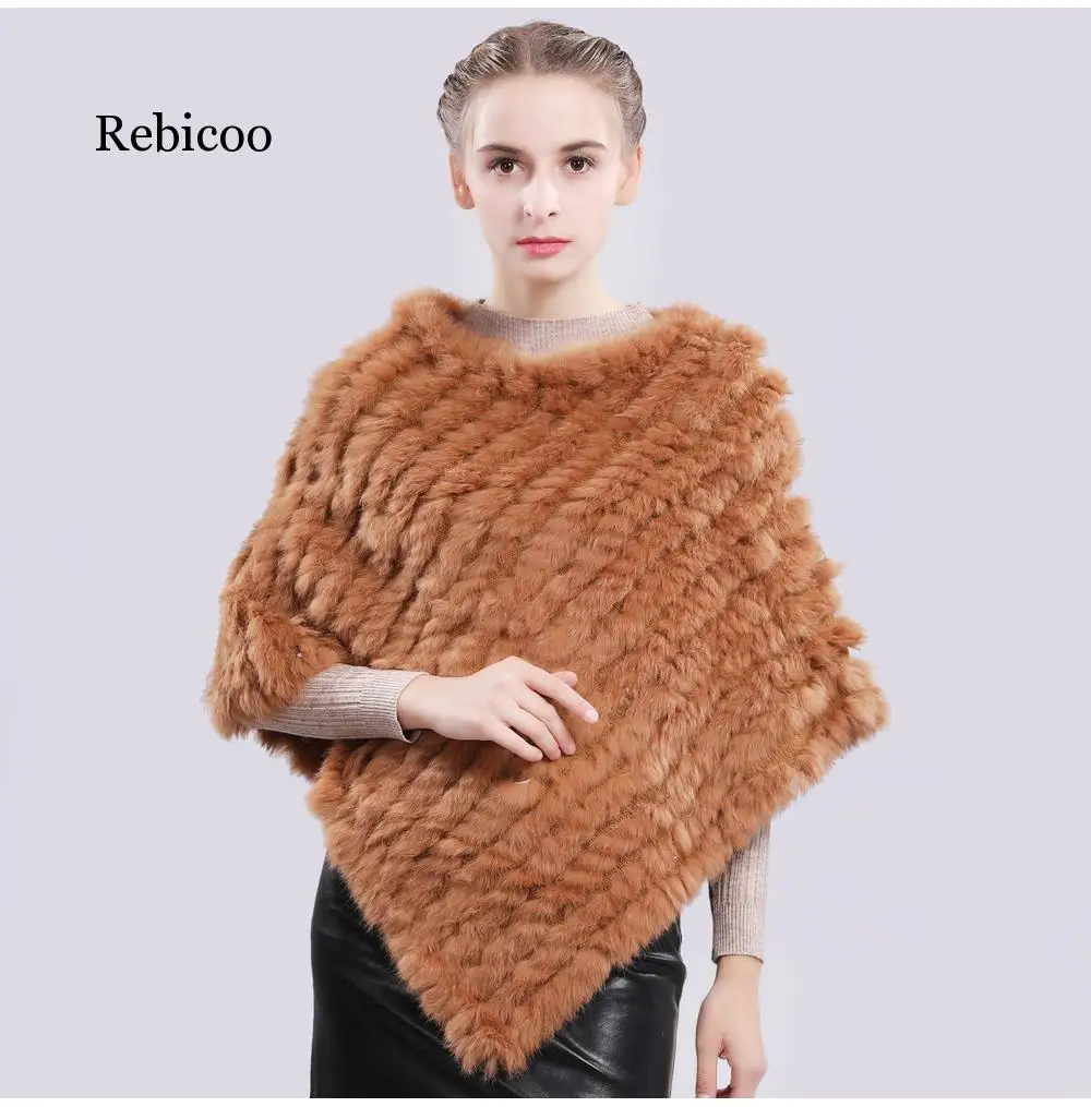 

Fur hot sale rabbit fur triangle shawl woven cloak coat scarf bib