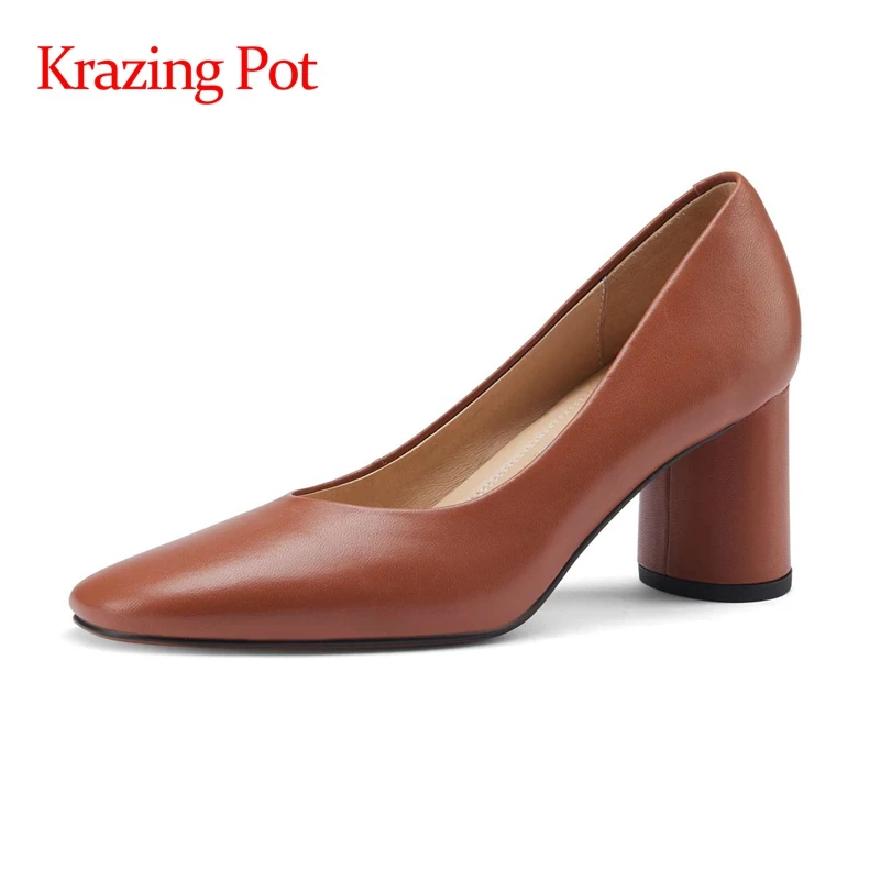 

Krazing Pot sheep leather round toe high heels three colors beauty lady dance party simple style wild spring new women pumps L09