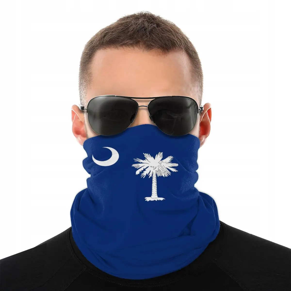 

South Carolinian Flag America USA Magic Scarf Half Face Mask Neck Warmer Balaclava Bandanas Polyester Headwear Biking Hiking
