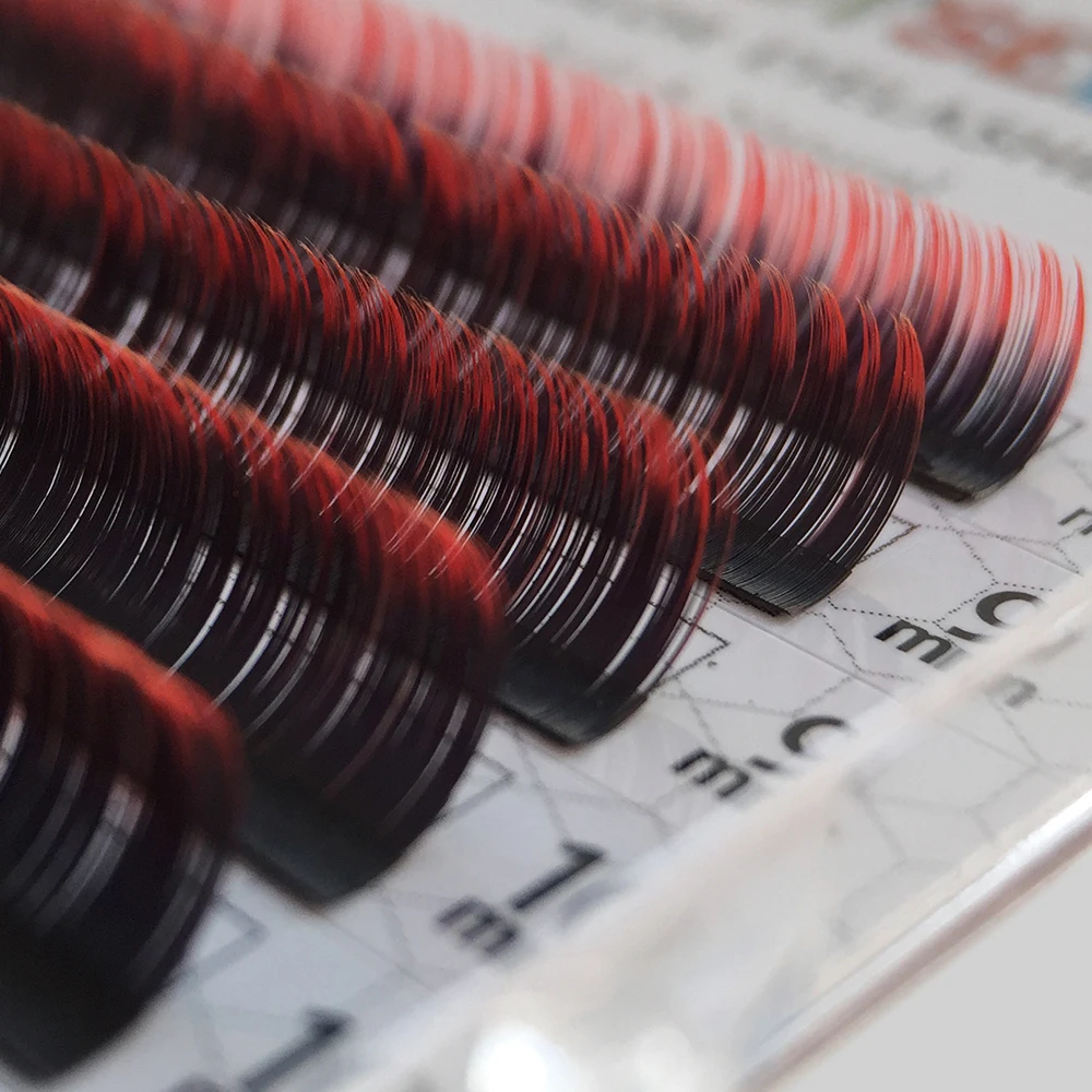 GLAMLASH индивидуальное градиентное наращивание ресницы смешанные цвета красный