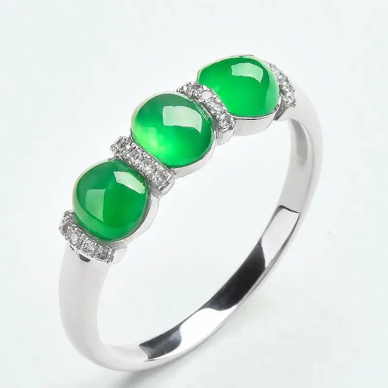 

Natural Hetian Jasper Oval Light Luxury Opening Adjustable Ring Luxury Diamond Charm Women's Wedding Silver Jewelry