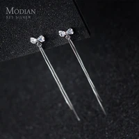 modian genuine 925 sterling silver shiny cz elegant cute bowknot clips earring fit women wedding fine jewelry dont pierced ears