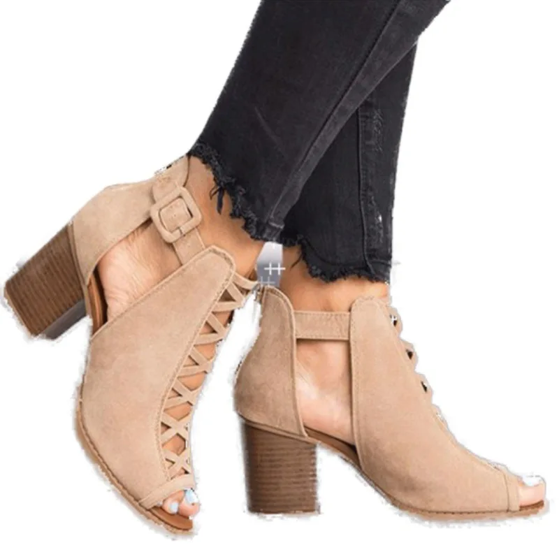 

Sandals Women 2020 Summer Hollow High-heeled Plus Size Ladies Sandals Zapatos De Mujer Explosion Models Women Shoes
