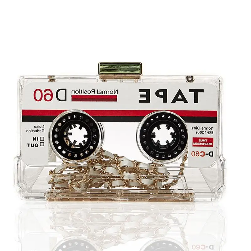 

2021 Acrylic Handbag transparent tape cassettes evening clutch bag hard box clutch hand bag small party evening bag lady's