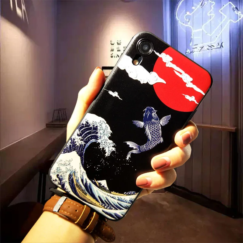 Чехол для iPhone 11 Pro Max XS XR X 8 7 Plus 6 6S рельефный мягкий чехол с объемным рисунком карпа