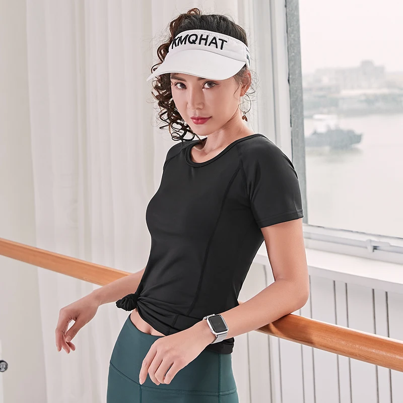 Женская спортивная рубашка для йоги быстросохнущая футболка бега одежда фитнеса