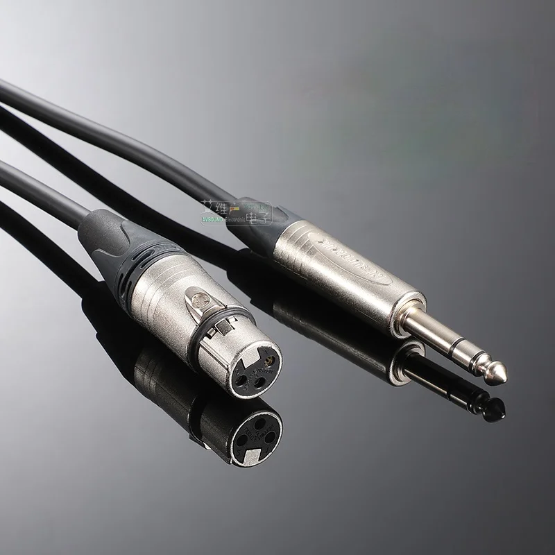 

1Pcs 6.35 to XLR male and female NEUTRIK plug balanced audio microphone cable ktv mixer connection L-2T2S HiFi