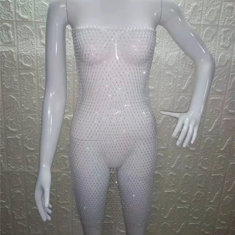 Белое Прозрачное платье в сеточку женские сексуальные блестящие облегающие