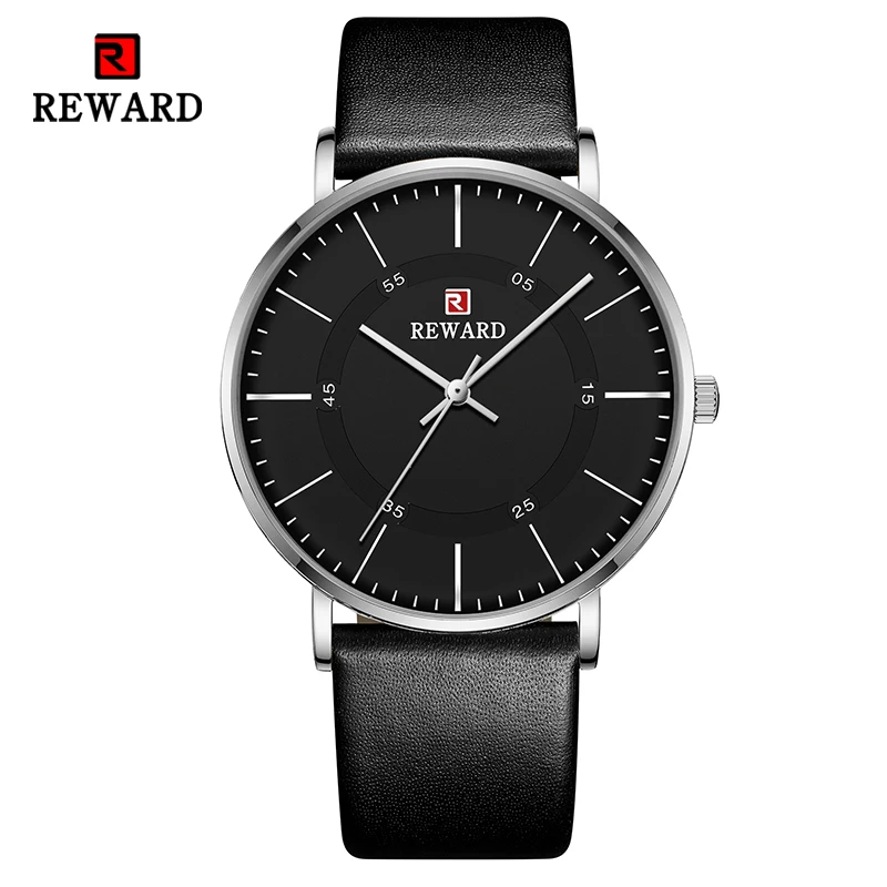 

Reward New Men's Watch Fashion Design Sport Quartz Clock Men Watches Brand Business Luxury Leather Waterproof Watch Clock