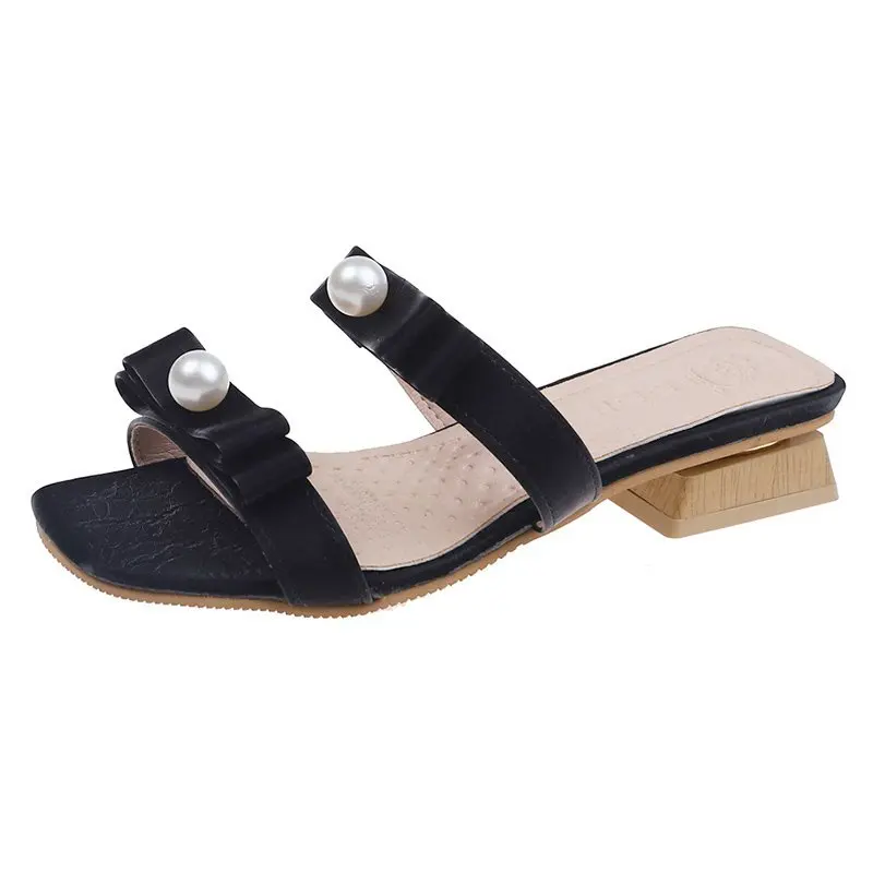 Фея с двумя жемчужинами бантом открытым носком петлей на пятке Женские сандалии