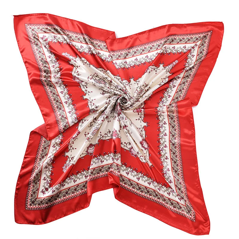 100% шелковый квадратный шарф Женский сине-белый Шелковый женский с фарфоровым