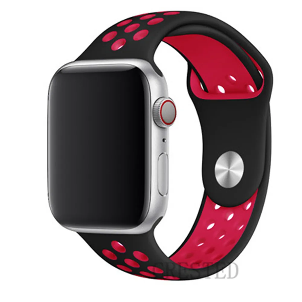 Ремешок для apple watch 5 4 3 ремешок 44 мм/40 мм iwatch ремешок 5 42 мм/38 мм correa силиконовый браслет аксессуары для часов - Цвет ремешка: black red 23